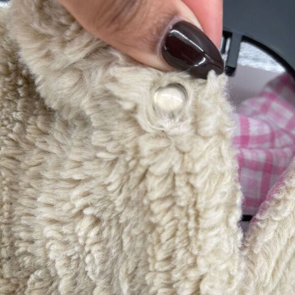 Corky & Company Toddler Girl’s Tan Plush Faux Fur Snap Front Hooded Coat 4T - Picture 6 of 13